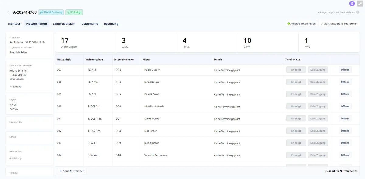 Thermotex-Software für Innendienst bei Zählerwechsel-Management