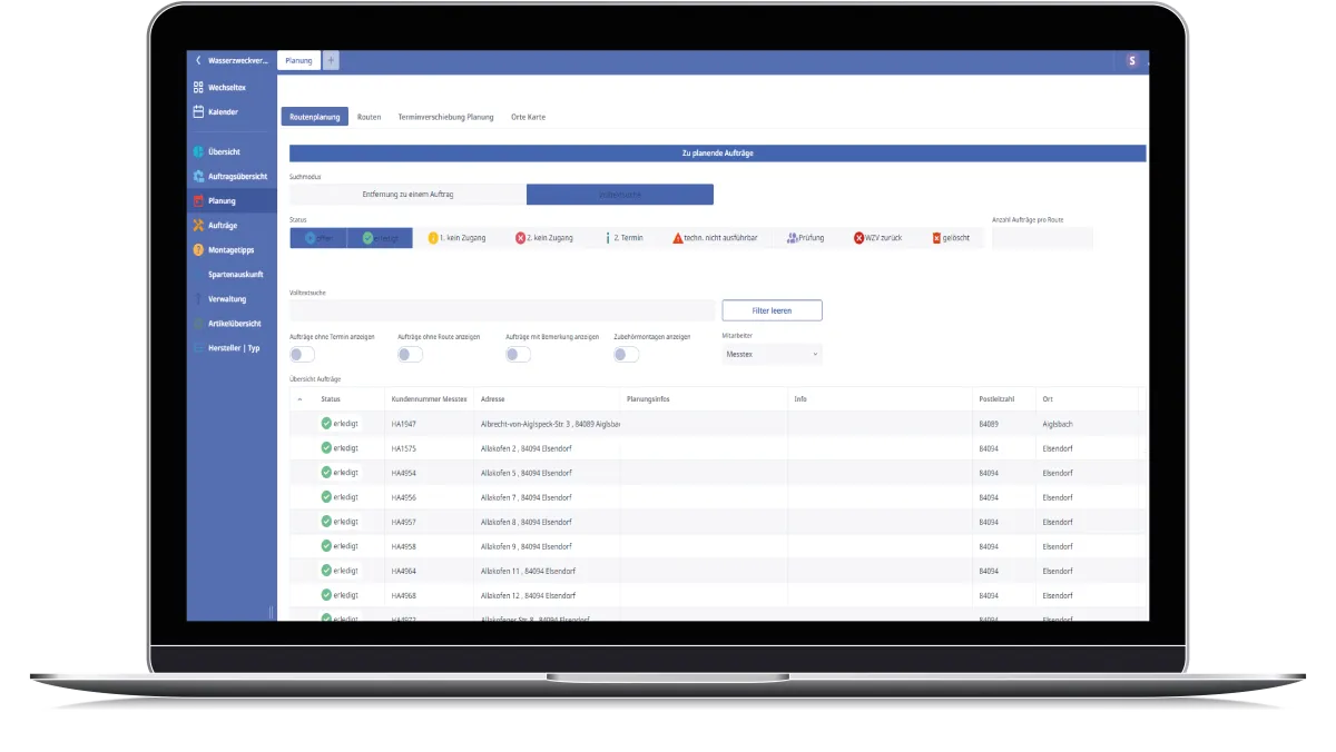 Komtex-Software von Messtex für effizienten digitalen Zählerwechsel