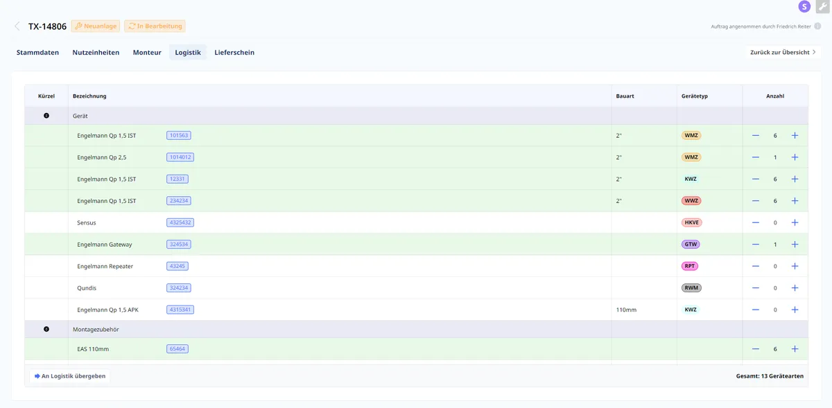 Thermotex-Software für Logistik bei Zählerwechsel