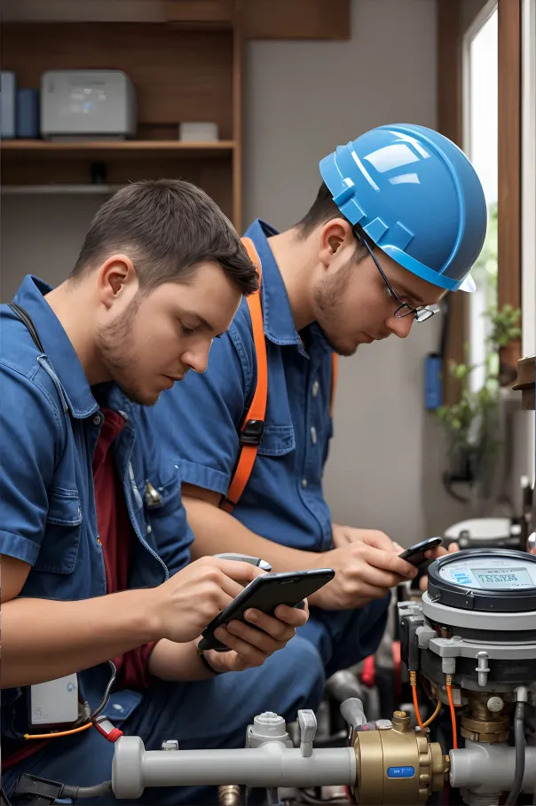Techniker bei einem Wasserzählerwechsel von Messtex