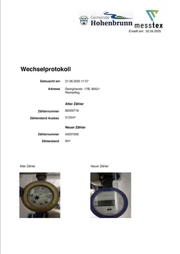 Wechselprotokoll Vorlage